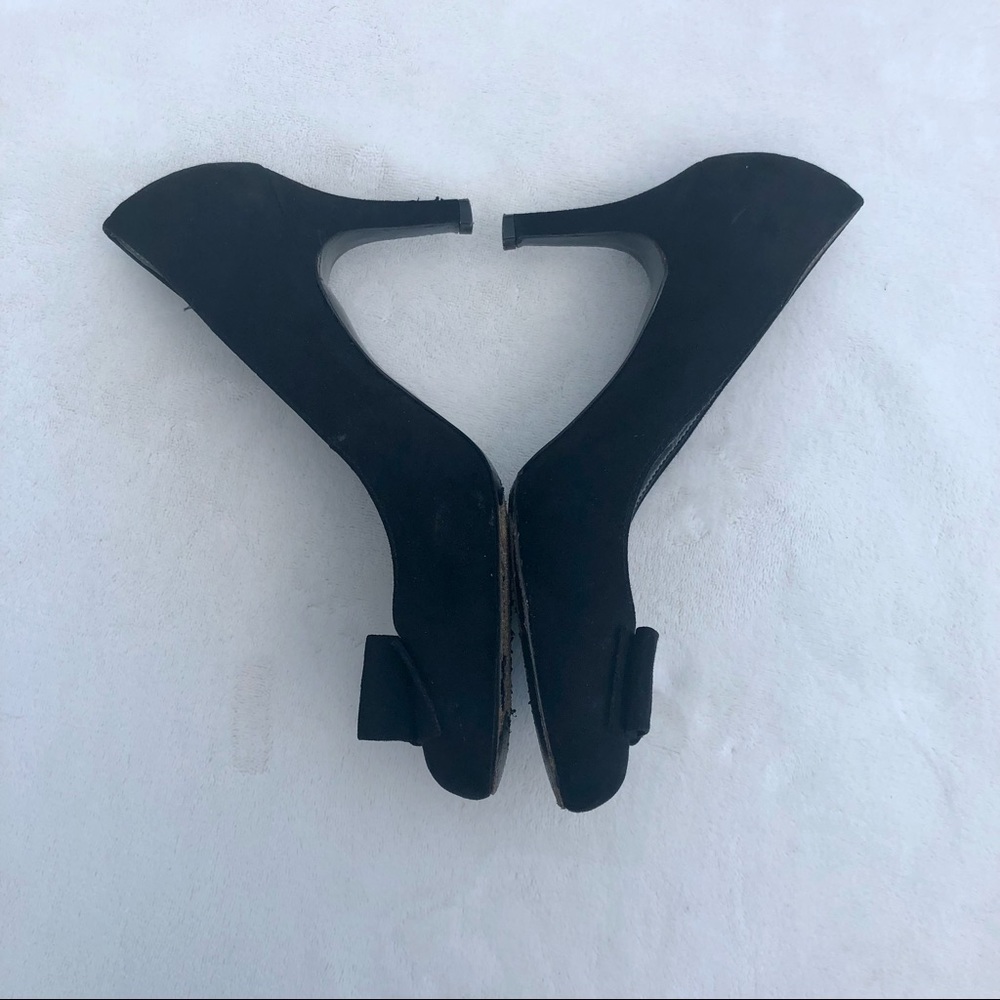 Kelly & Katie Heels Vegan Suede Black Bow Shoes Sz.7.5